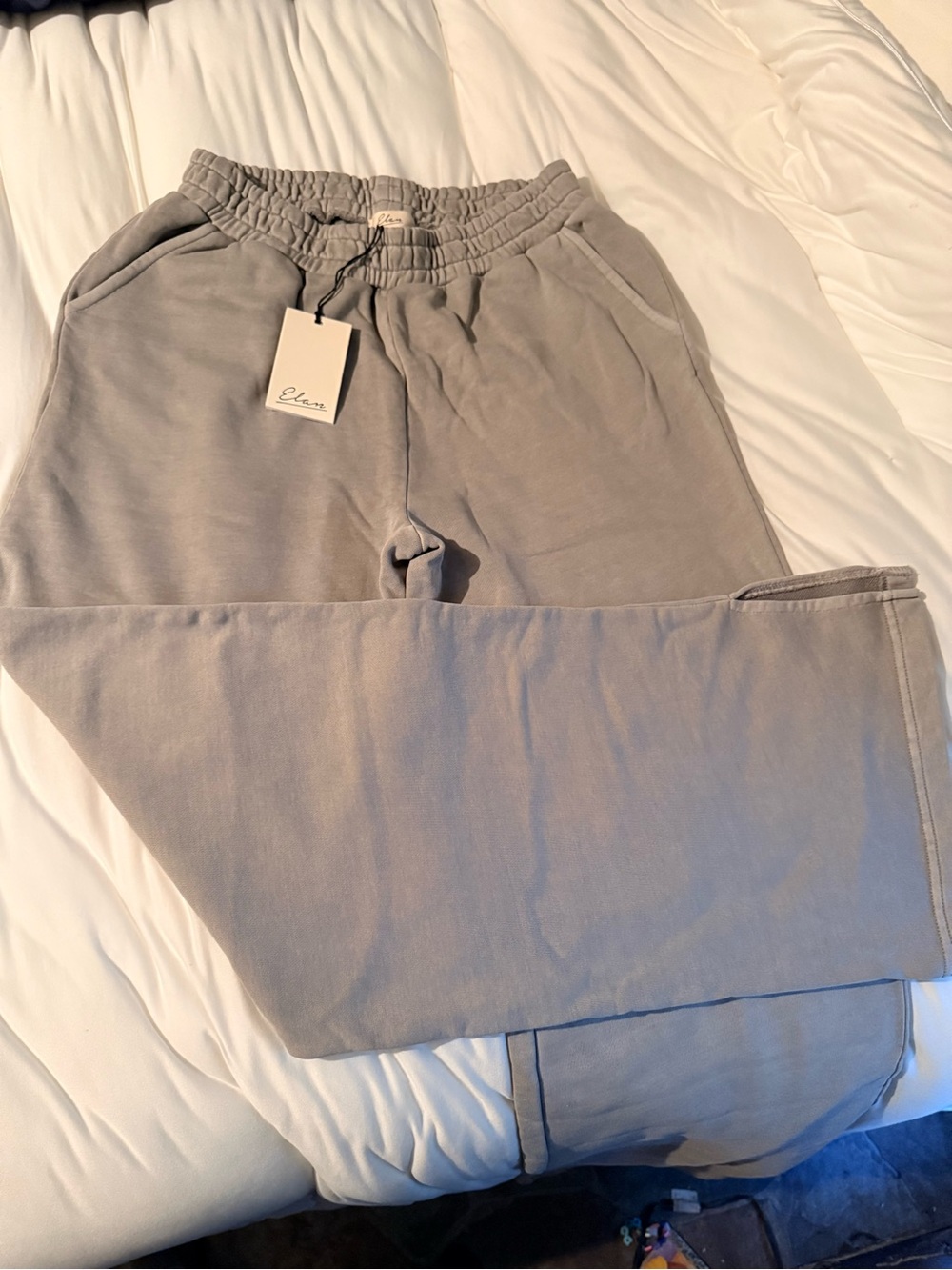 Elan Light Gray Casual Drawstring Wide leg pants